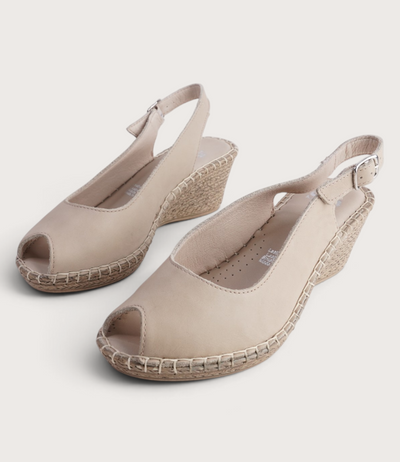 Verese Cappuccino Leather Espadrille Wedges