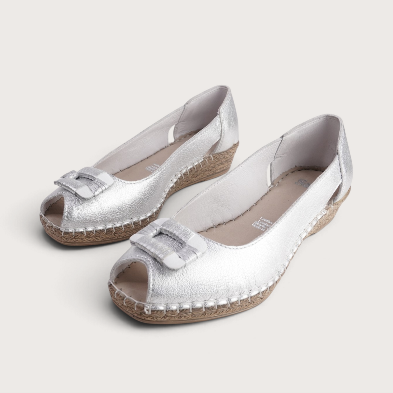 Erma Argento Leather Espadrille Wedges