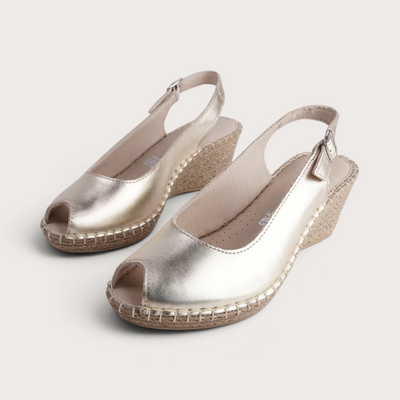 Verese Platino Leather Espadrille Wedges