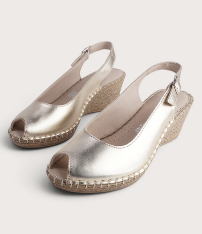 Verese Platino Leather Espadrille Wedges