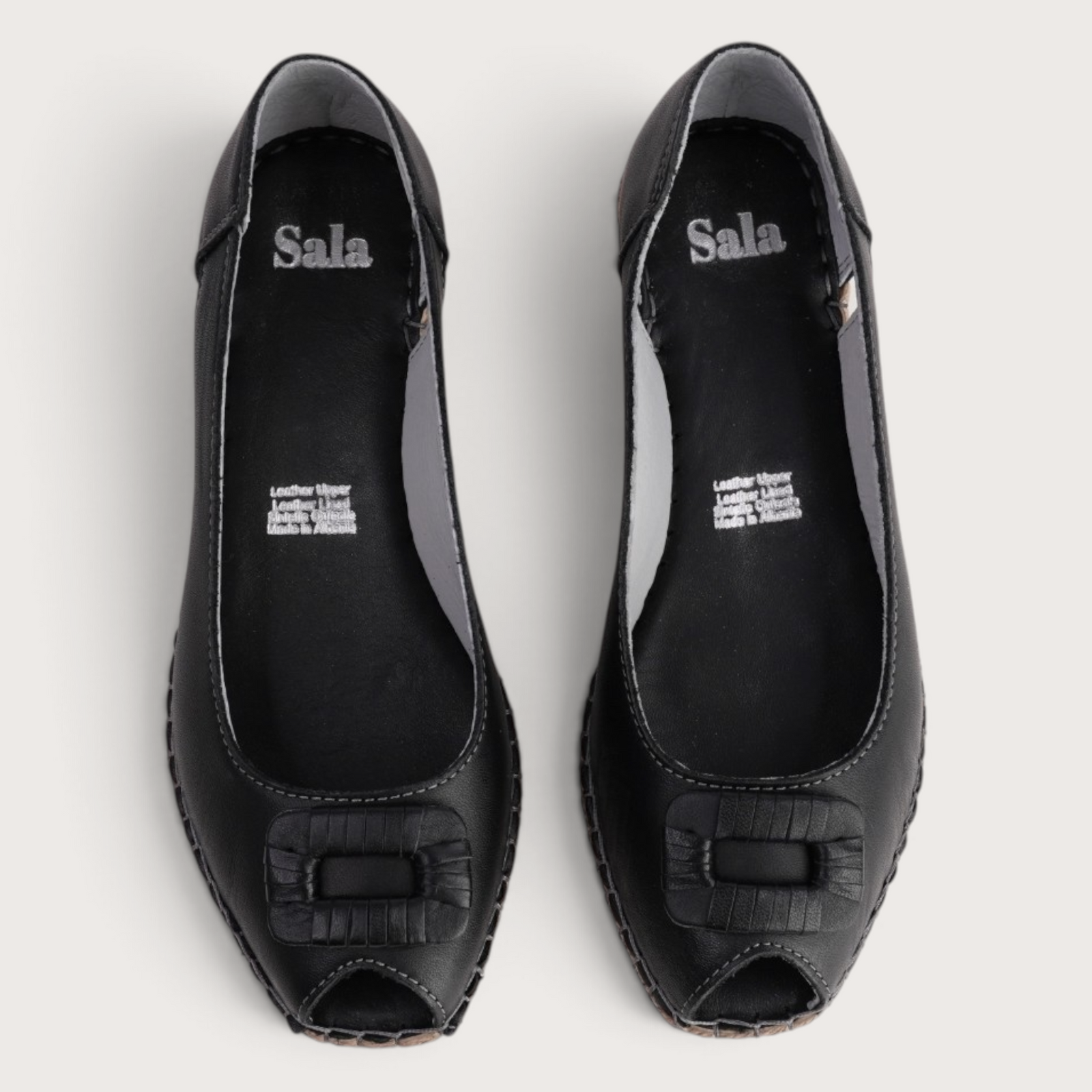 Erma Nero Leather Espadrille Wedges