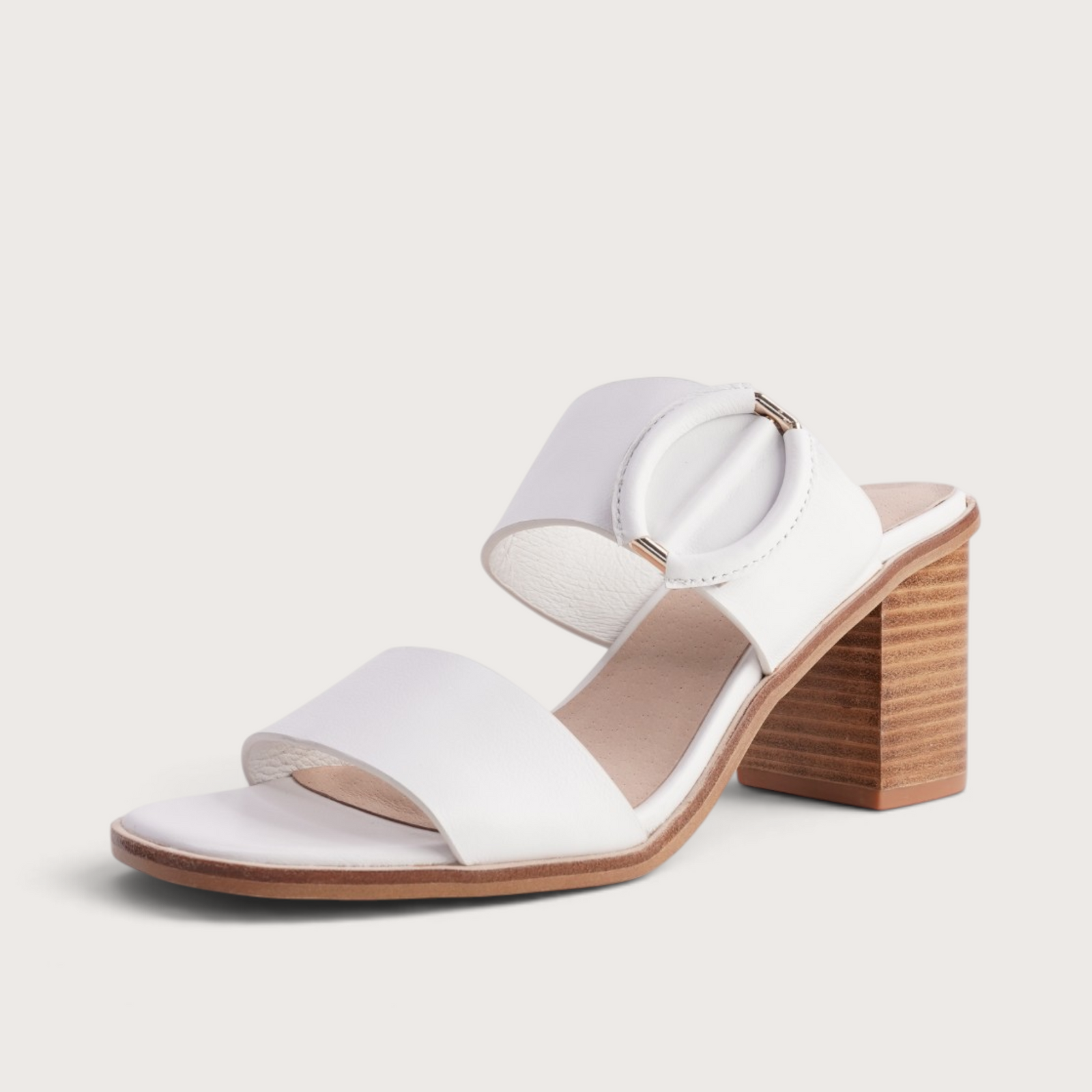 Nixoni White Leather Heels