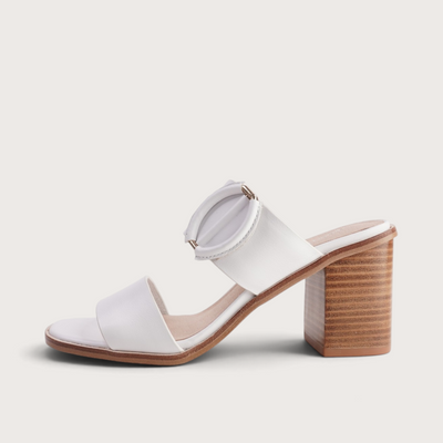Nixoni White Leather Heels