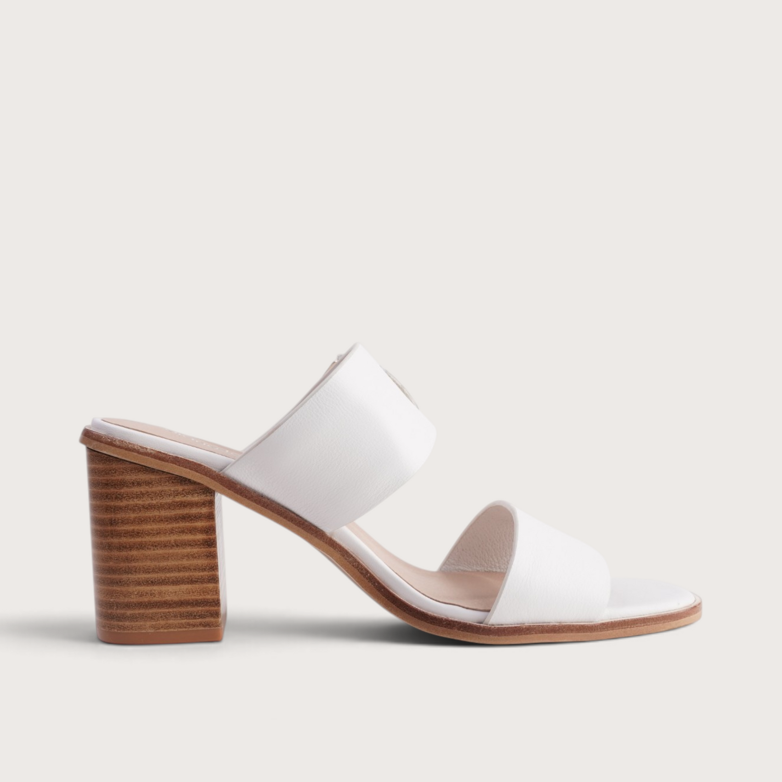 Nixoni White Leather Heels
