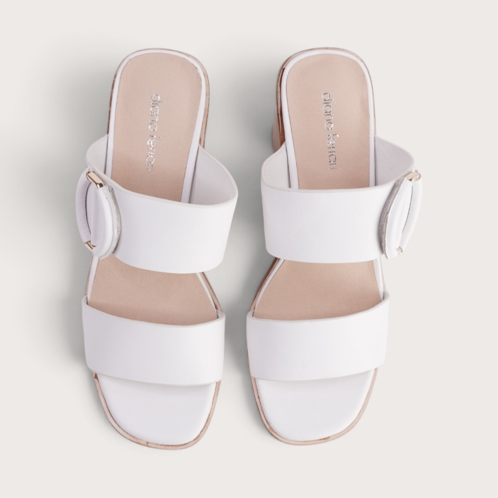 Nixoni White Leather Heels