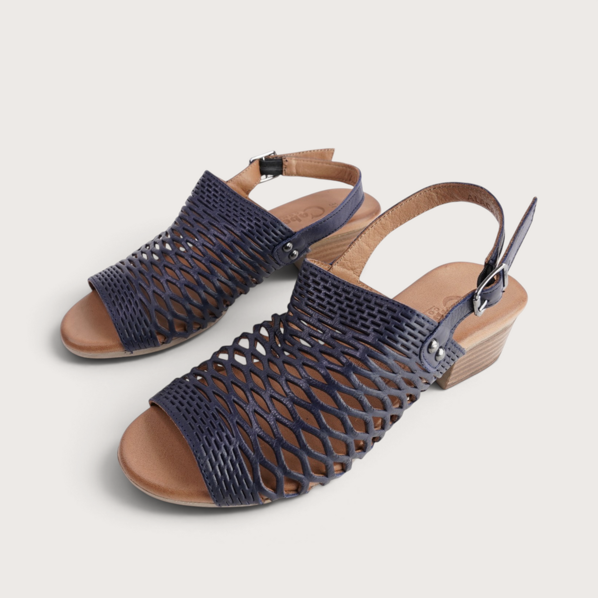 Alaca Navy Leather Sandals