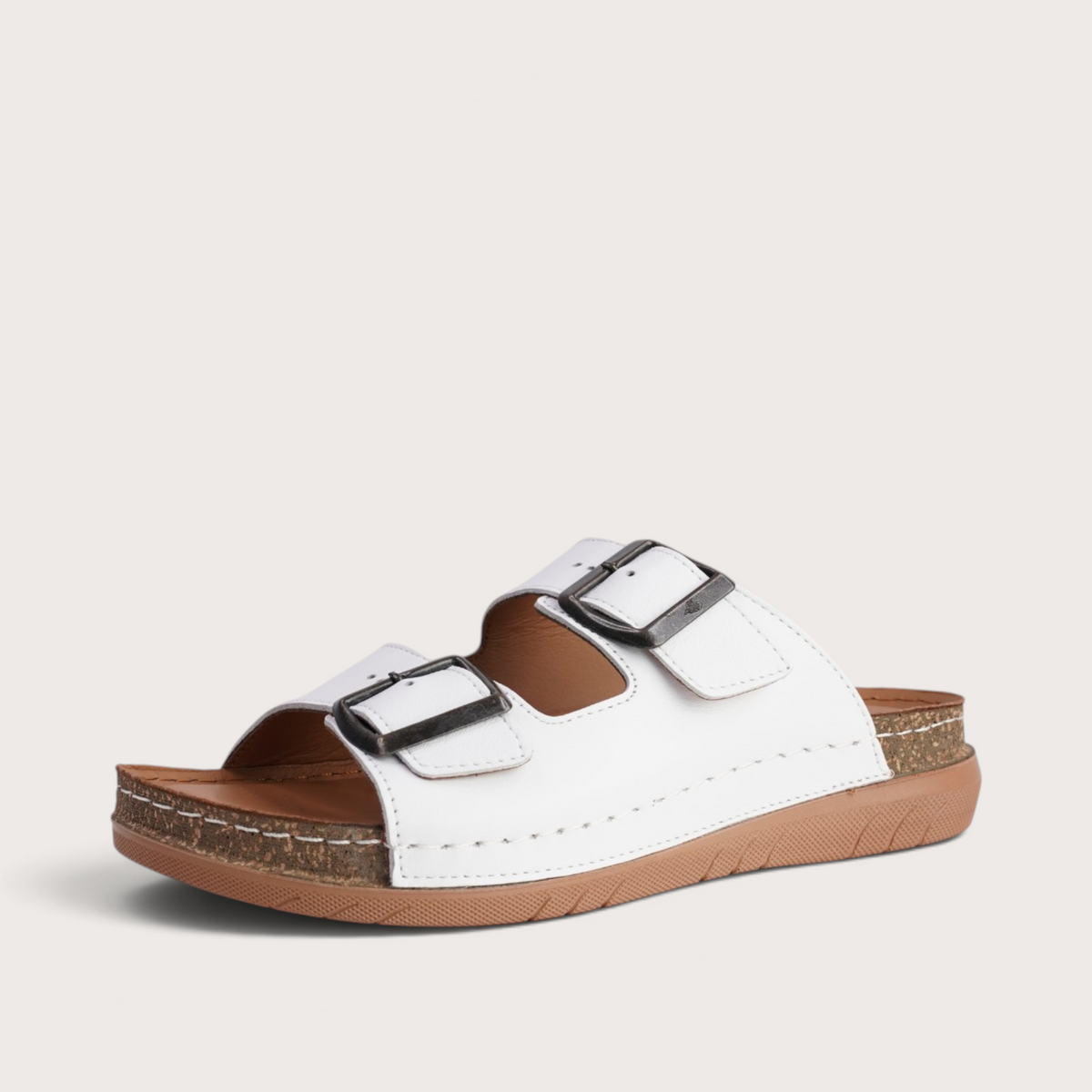 Cody White Leather Sandals