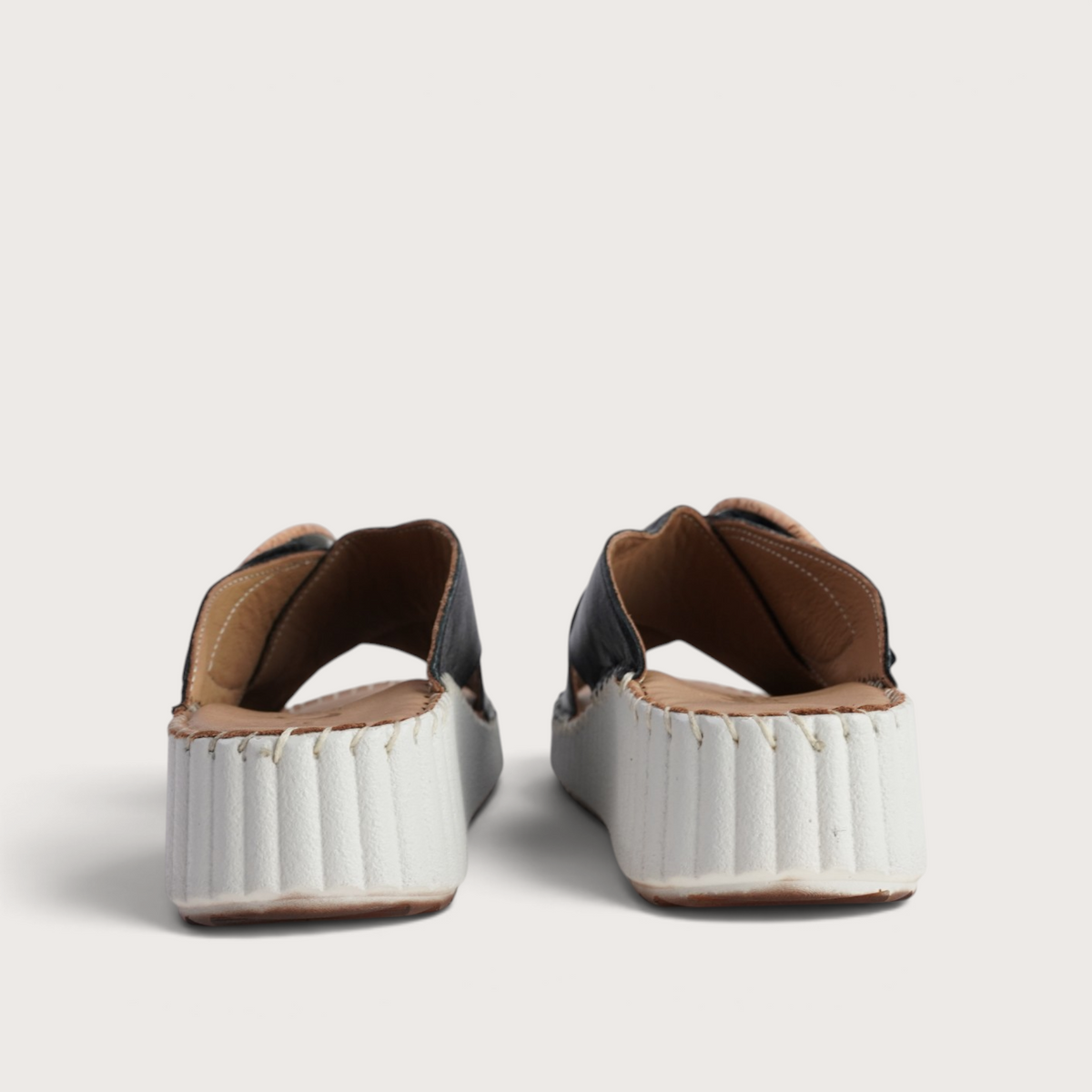 Torch Black Leather Slides