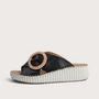 Torch Black Leather Slides