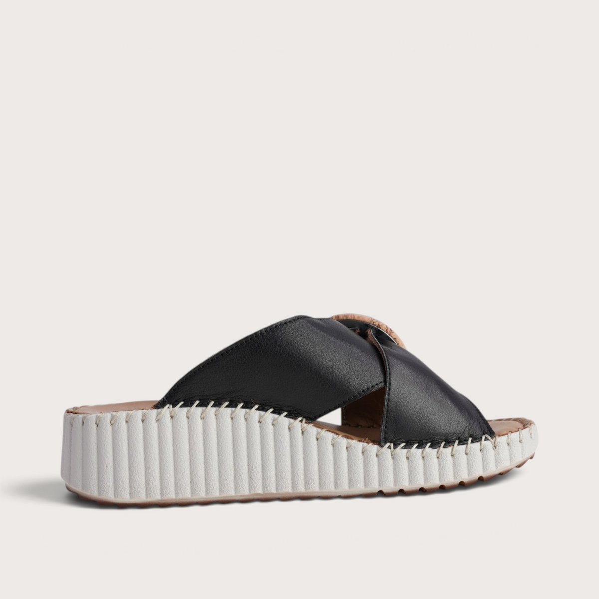 Torch Black Leather Slides