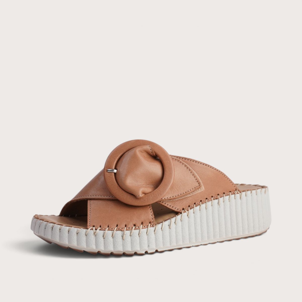 Torch Tan Leather Slides