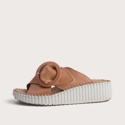 Torch Tan Leather Slides