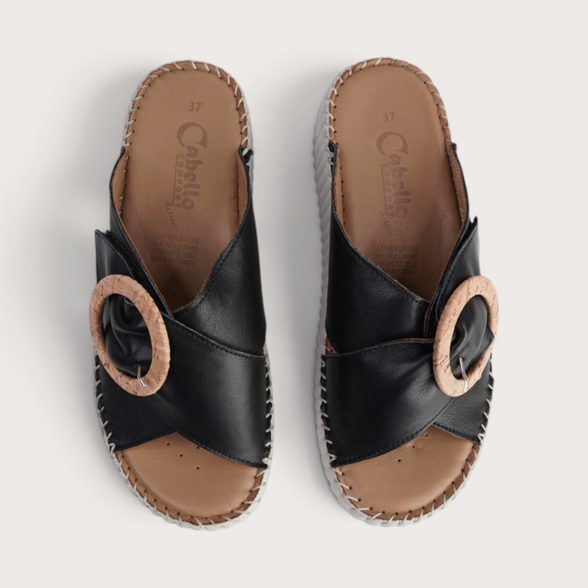 Torch Black Leather Slides