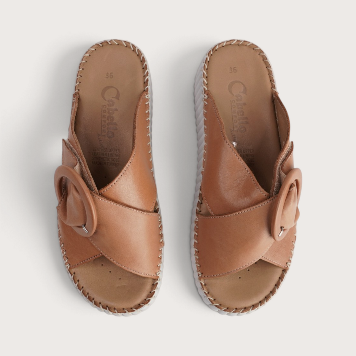 Torch Tan Leather Slides