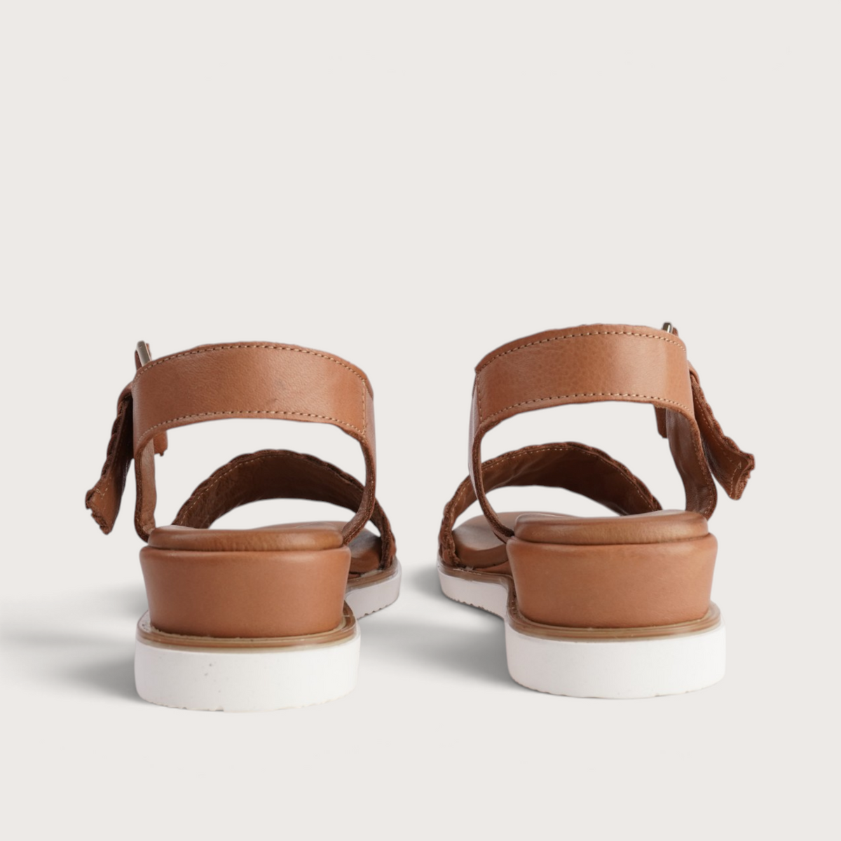 Amine Tan Leather Sandals