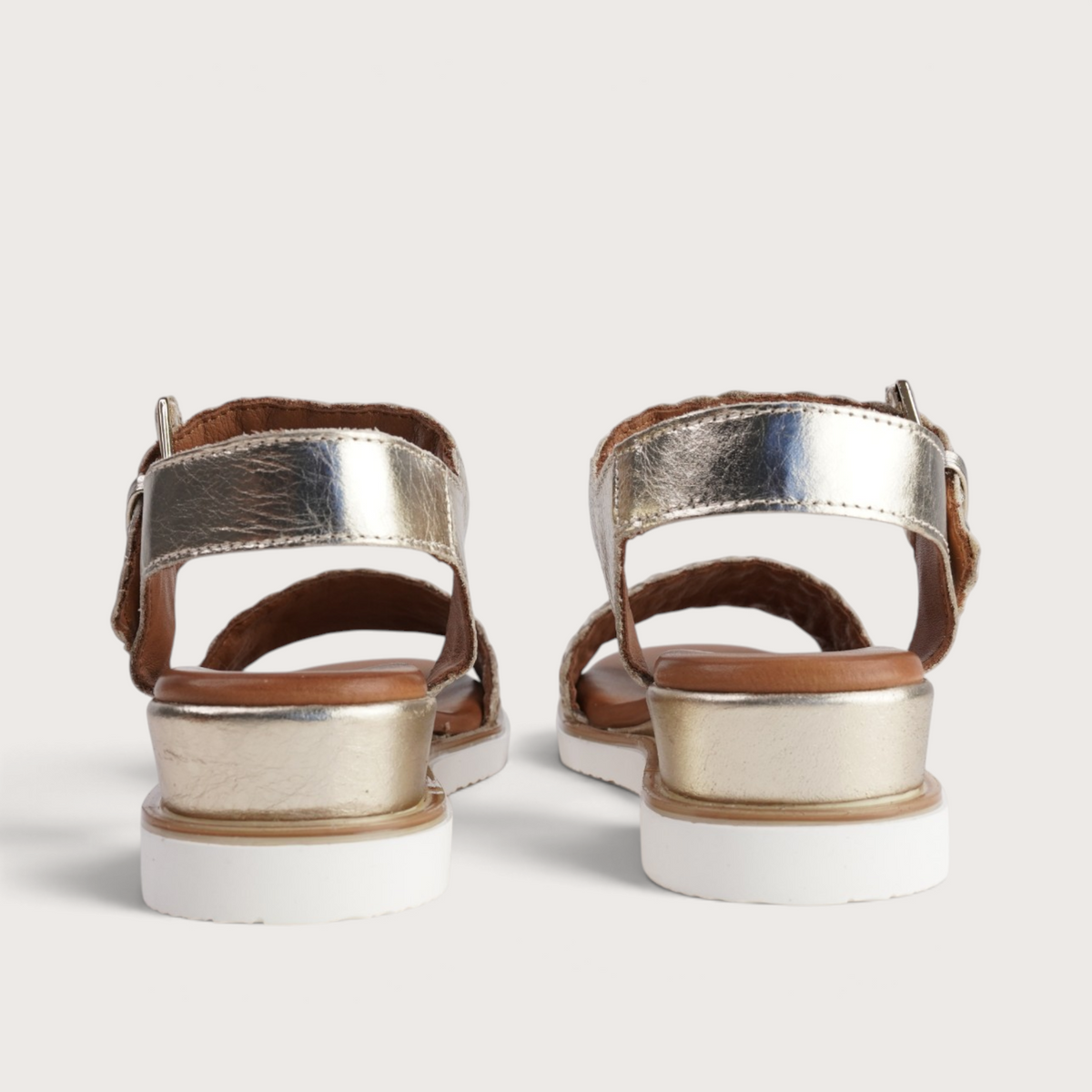 Amine Gold Leather Sandals