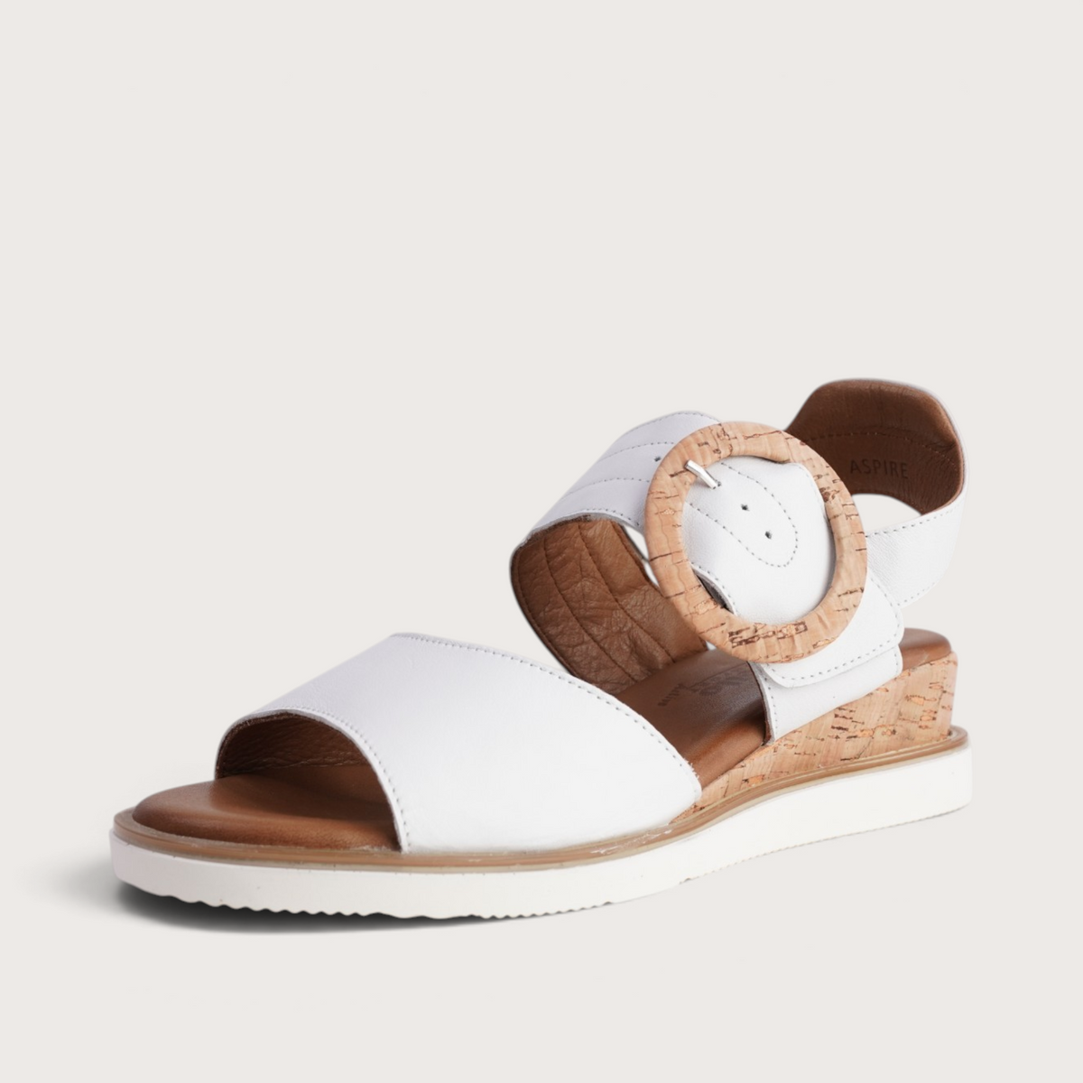 Aspire White Leather Sandals