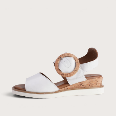 Aspire White Leather Sandals