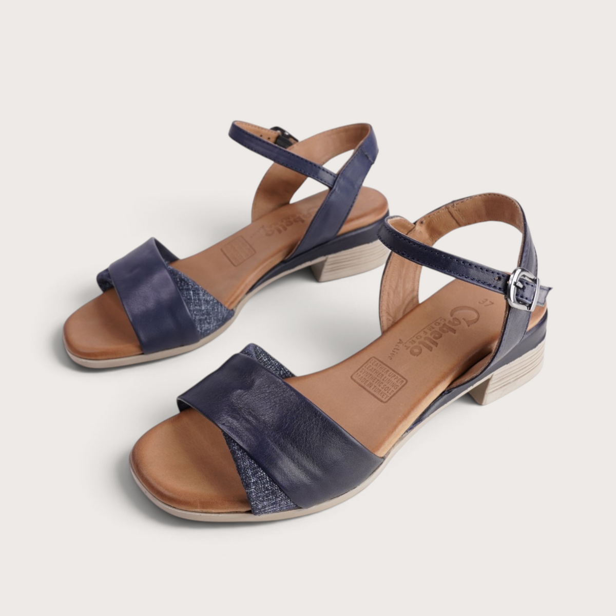Aven Navy Leather Sandals