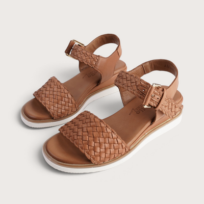 Amine Tan Leather Sandals