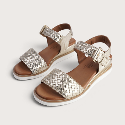 Amine Gold Leather Sandals