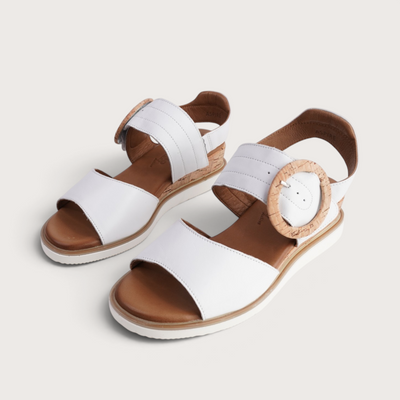 Aspire White Leather Sandals