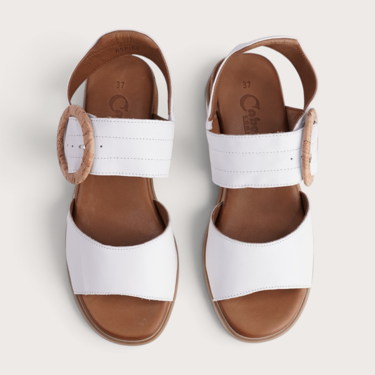 Aspire White Leather Sandals