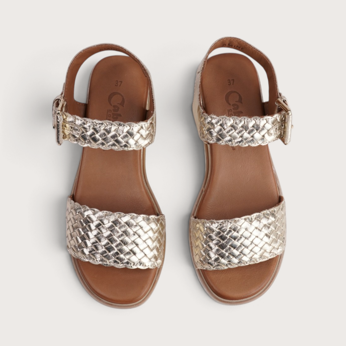 Amine Gold Leather Sandals