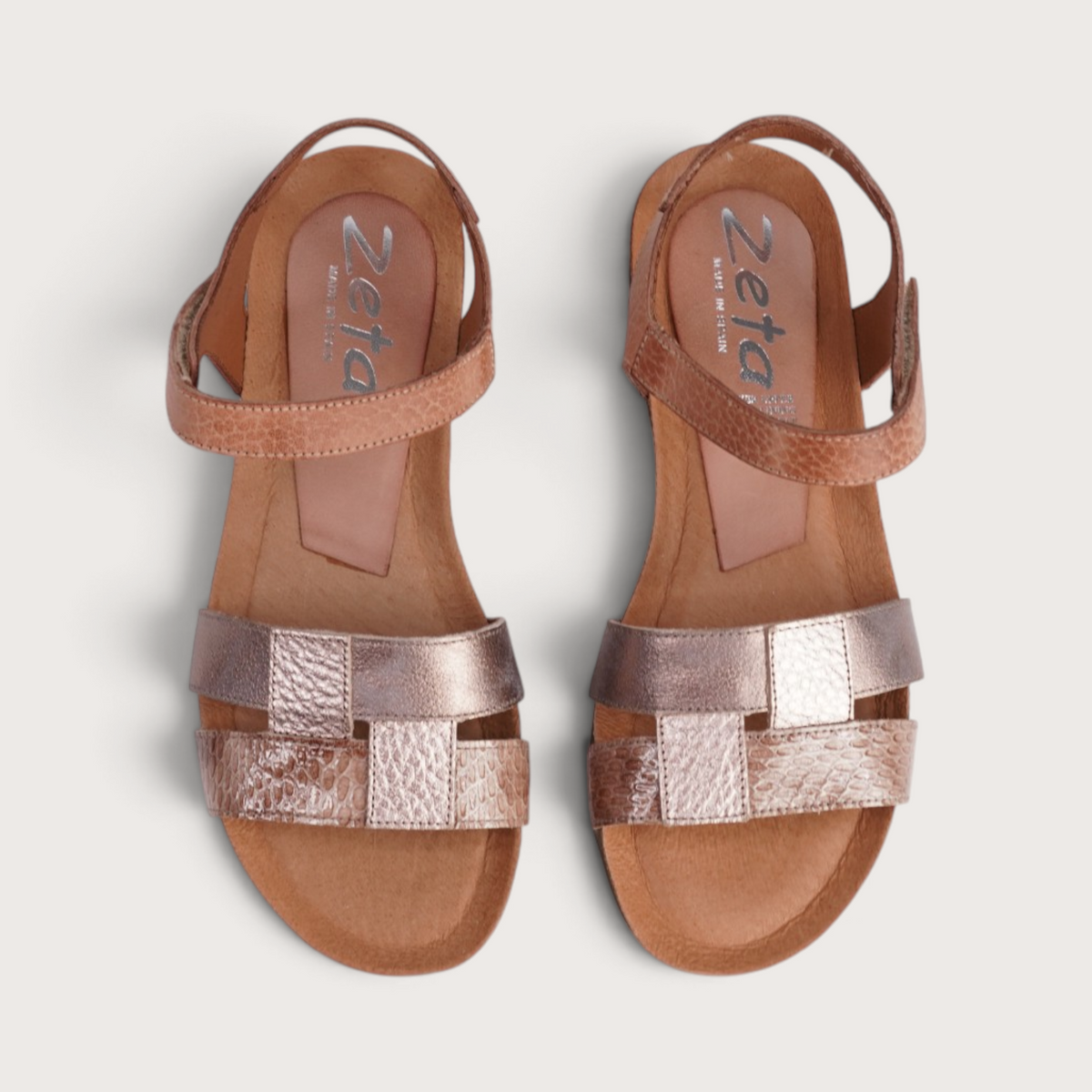 Rollo Rose Gold Multi Leather Sandals