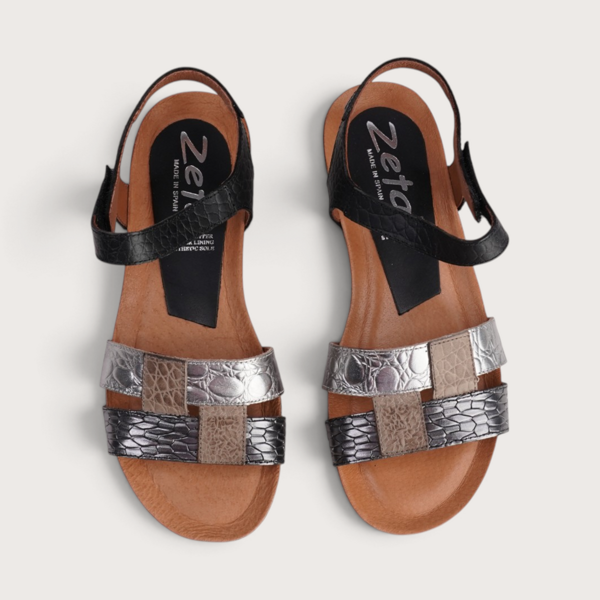 Rollo Pewter Multi Leather Sandals