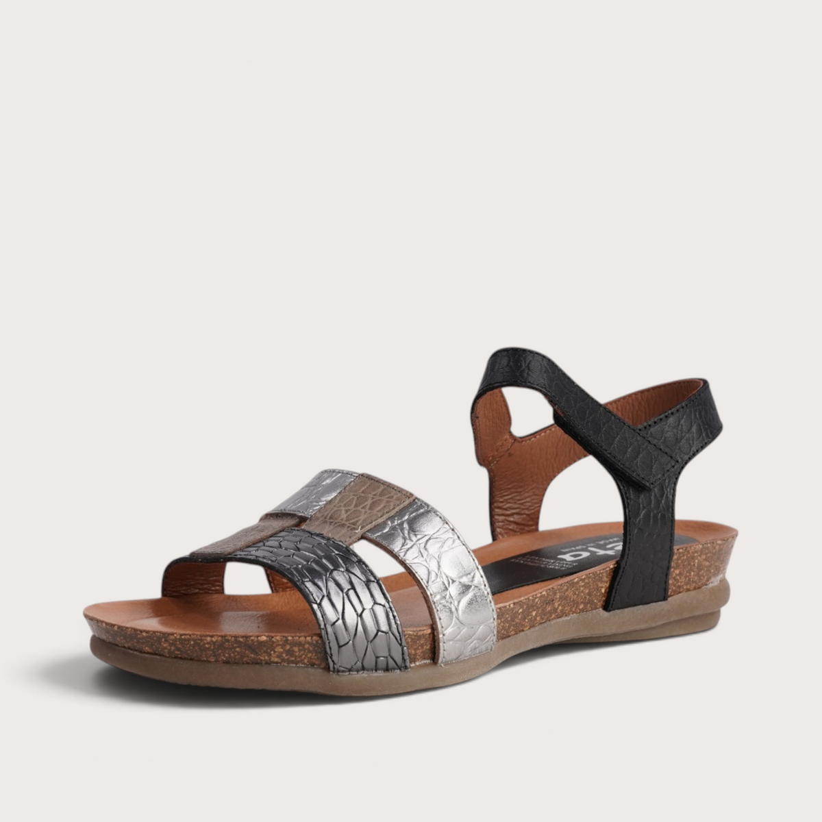 Rollo Pewter Multi Leather Sandals