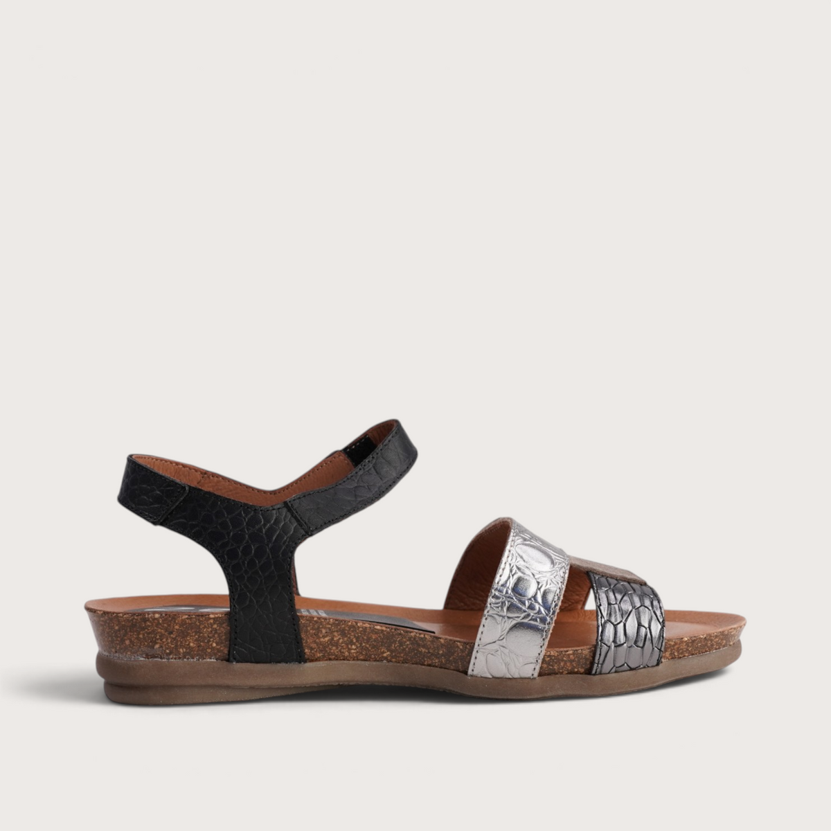 Rollo Pewter Multi Leather Sandals