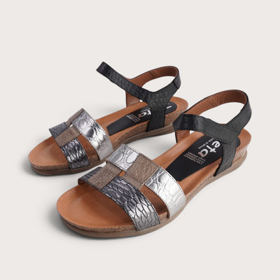 Rollo Pewter Multi Leather Sandals