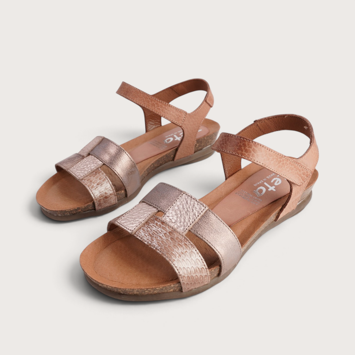 Rollo Rose Gold Multi Leather Sandals