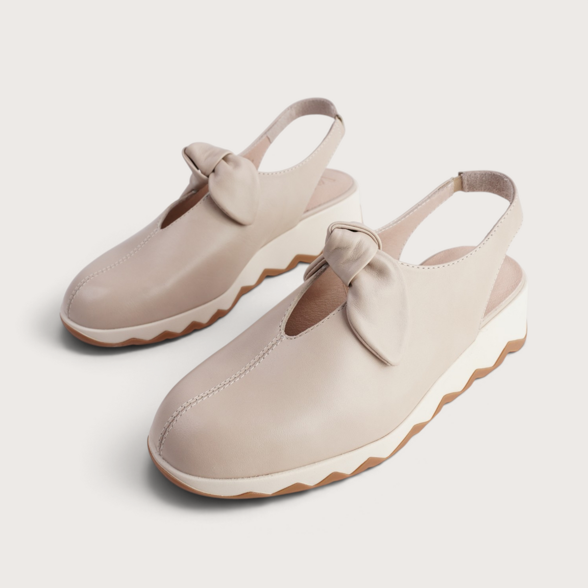 Claudia Beige Leather Flats