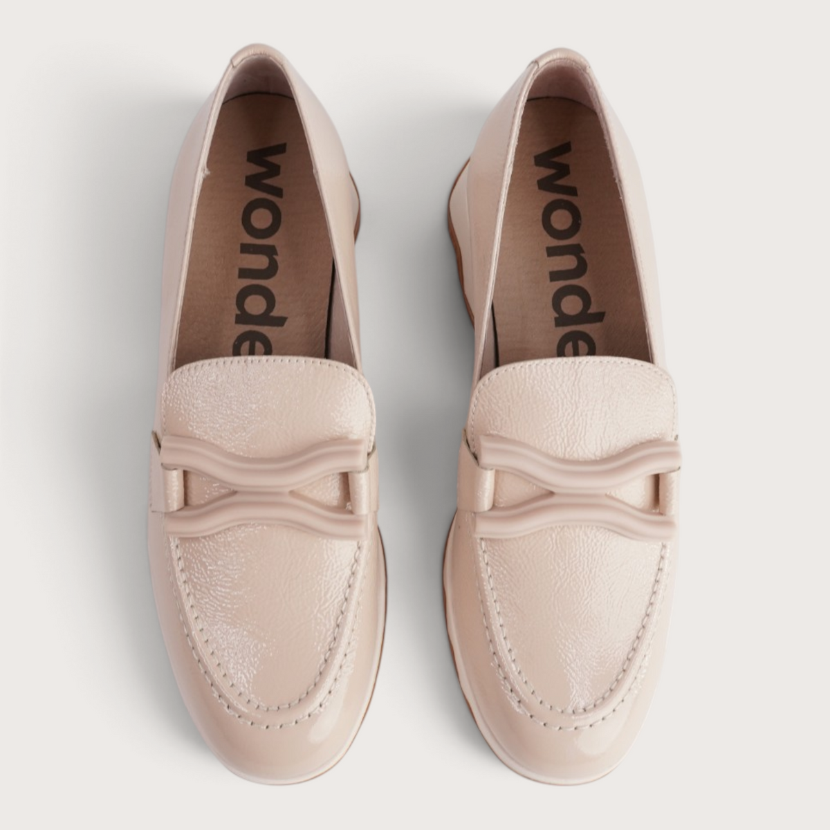 Calpe Beige Patent Leather Flats