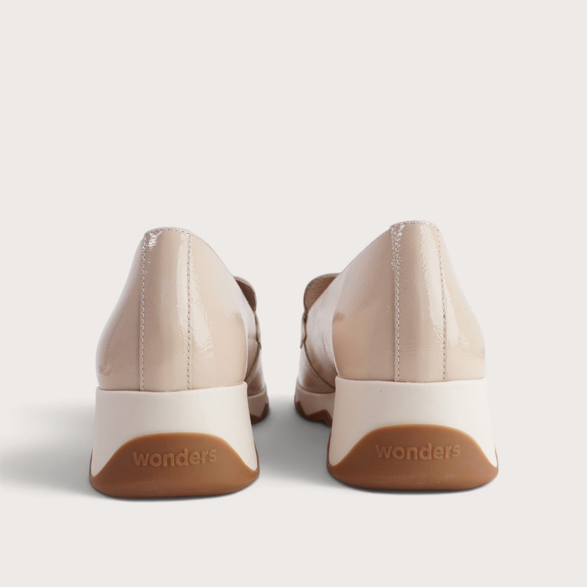 Calpe Beige Patent Leather Flats
