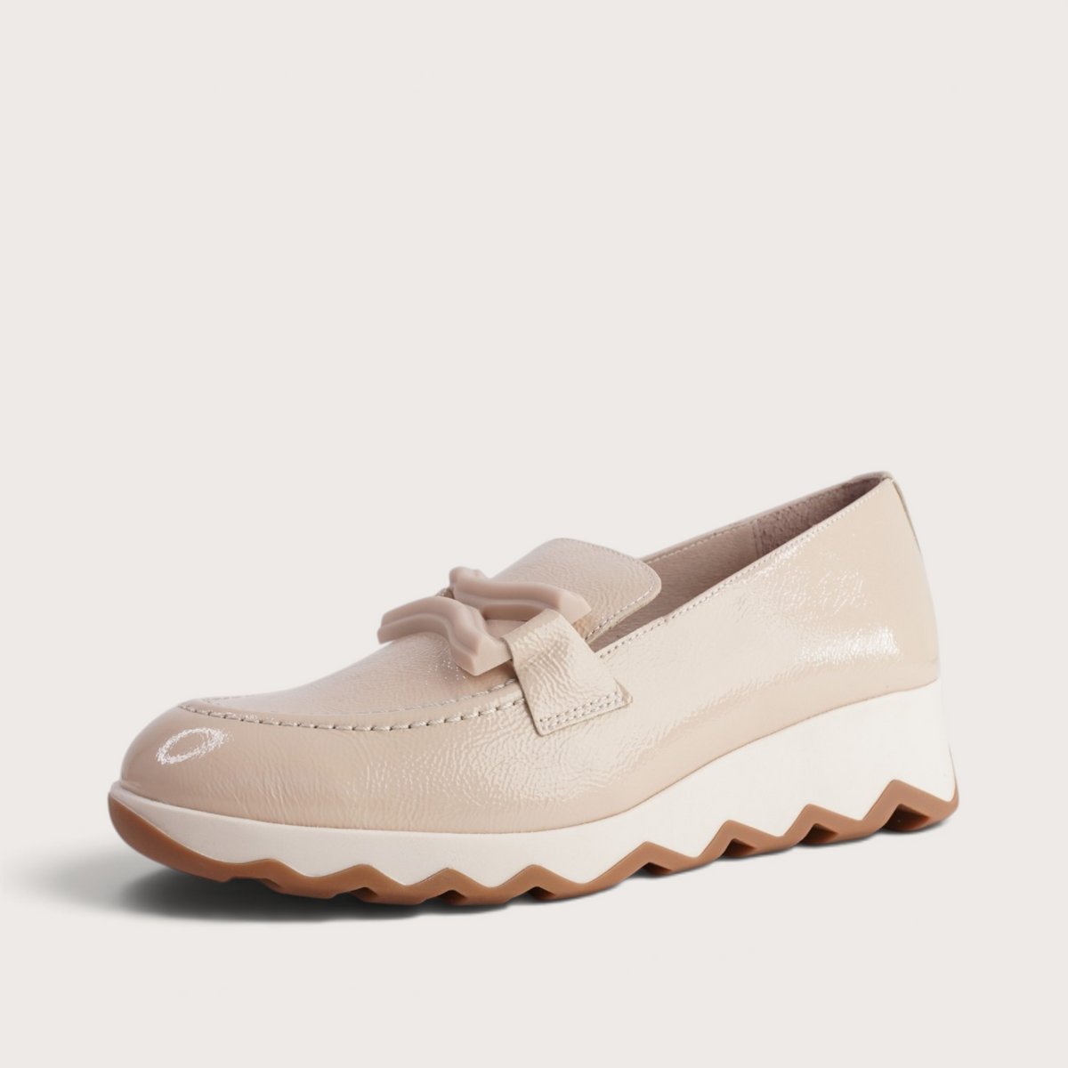 Calpe Beige Patent Leather Flats