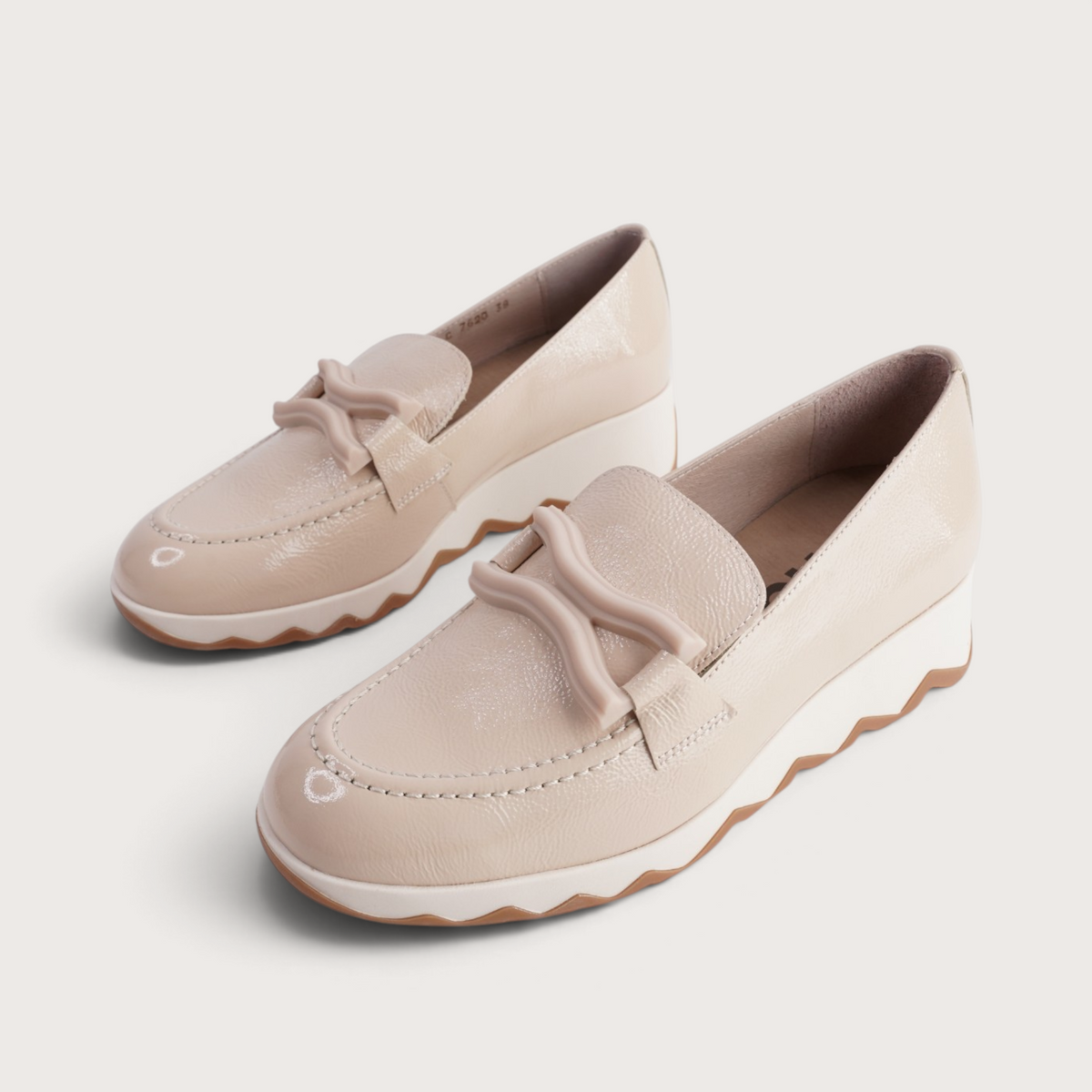 Calpe Beige Patent Leather Flats