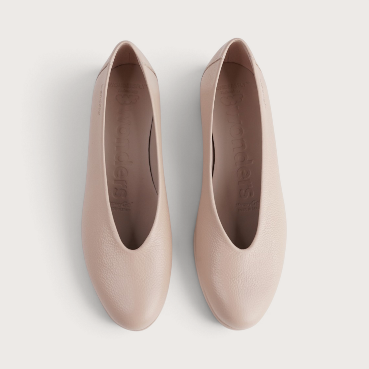 Caroline Beige Leather Flats