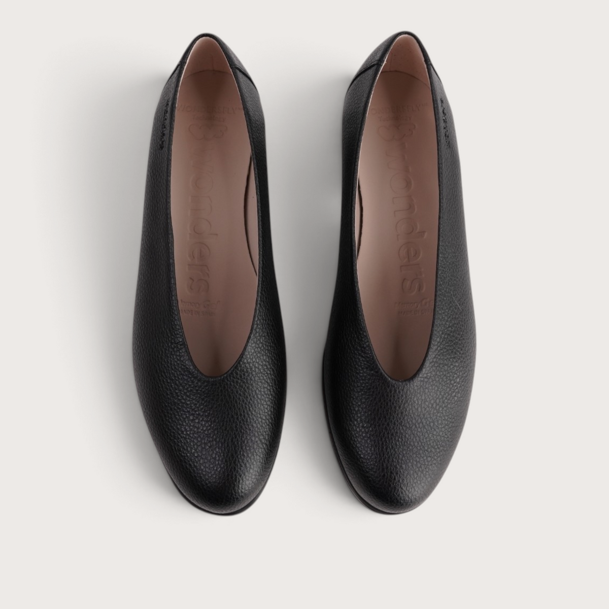 Caroline Black/ Black Leather Flats