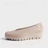 Caroline Beige Leather Flats