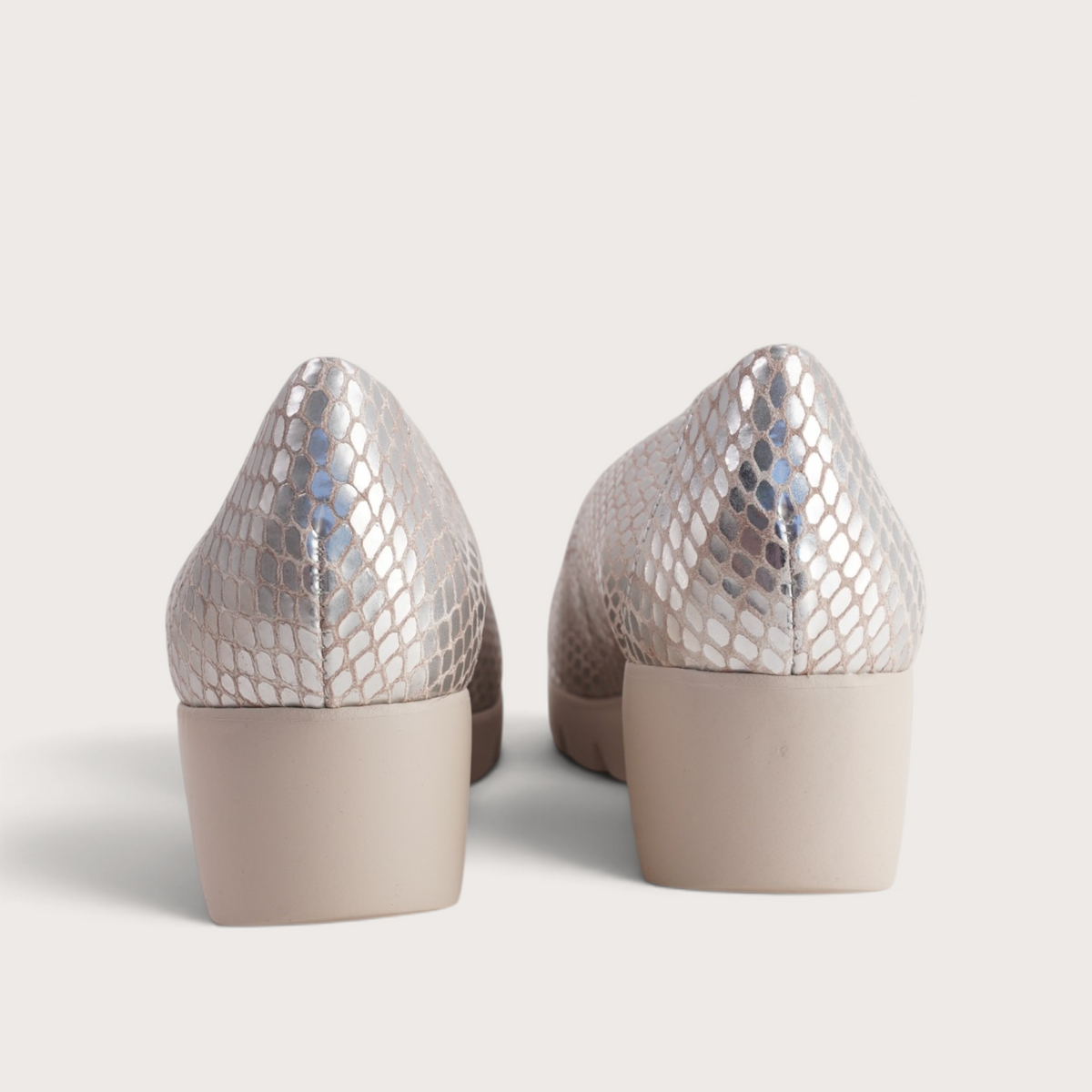 Caroline Silver Snake Leather Flats