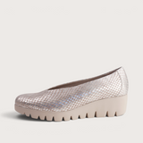 Caroline Silver Snake Leather Flats