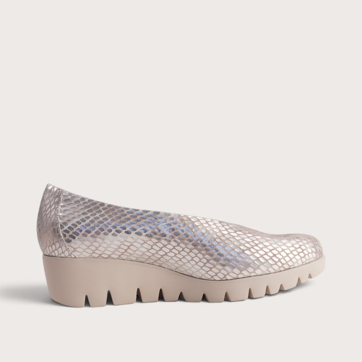 Caroline Silver Snake Leather Flats