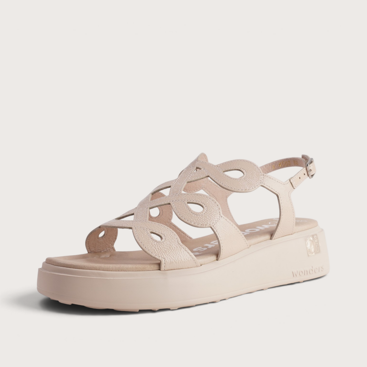 Avila Beige Patent Leather Sandals