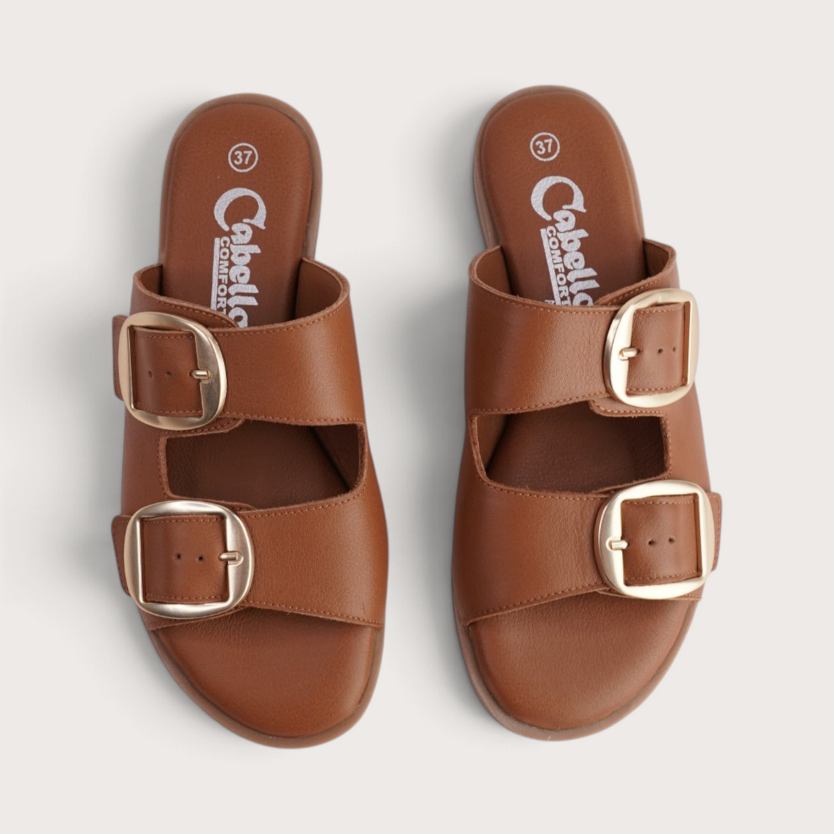 Yoyo Tan Leather Slides