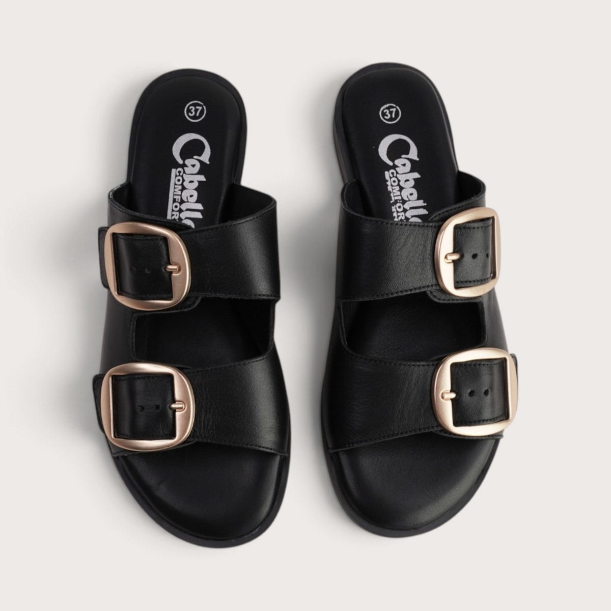 Yoyo Black Leather Slides