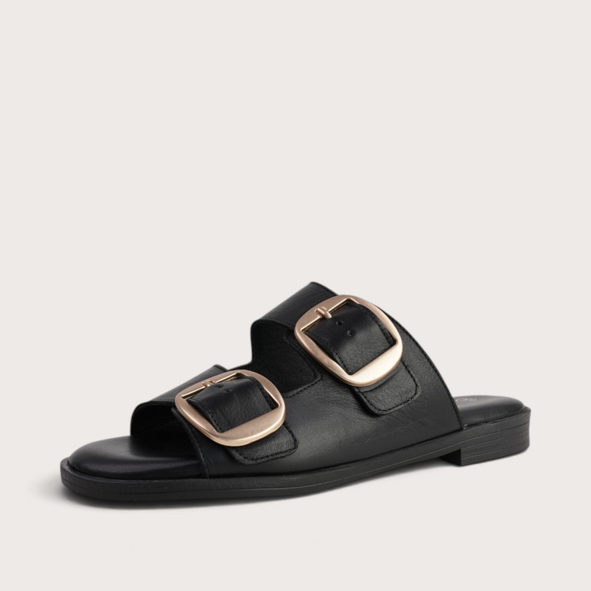 Yoyo Black Leather Slides