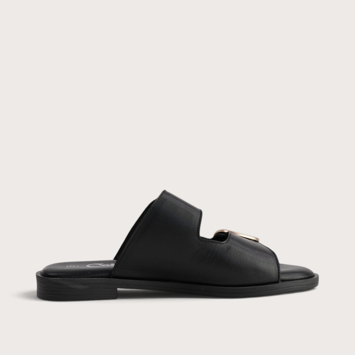 Yoyo Black Leather Slides